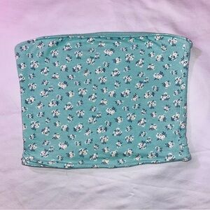 Hollister Mint Green/Teal Floral Tube Top Reversible Women’s XS